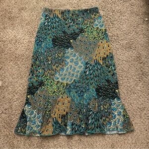 Level Eight Peacock Printed Stretch Skirt